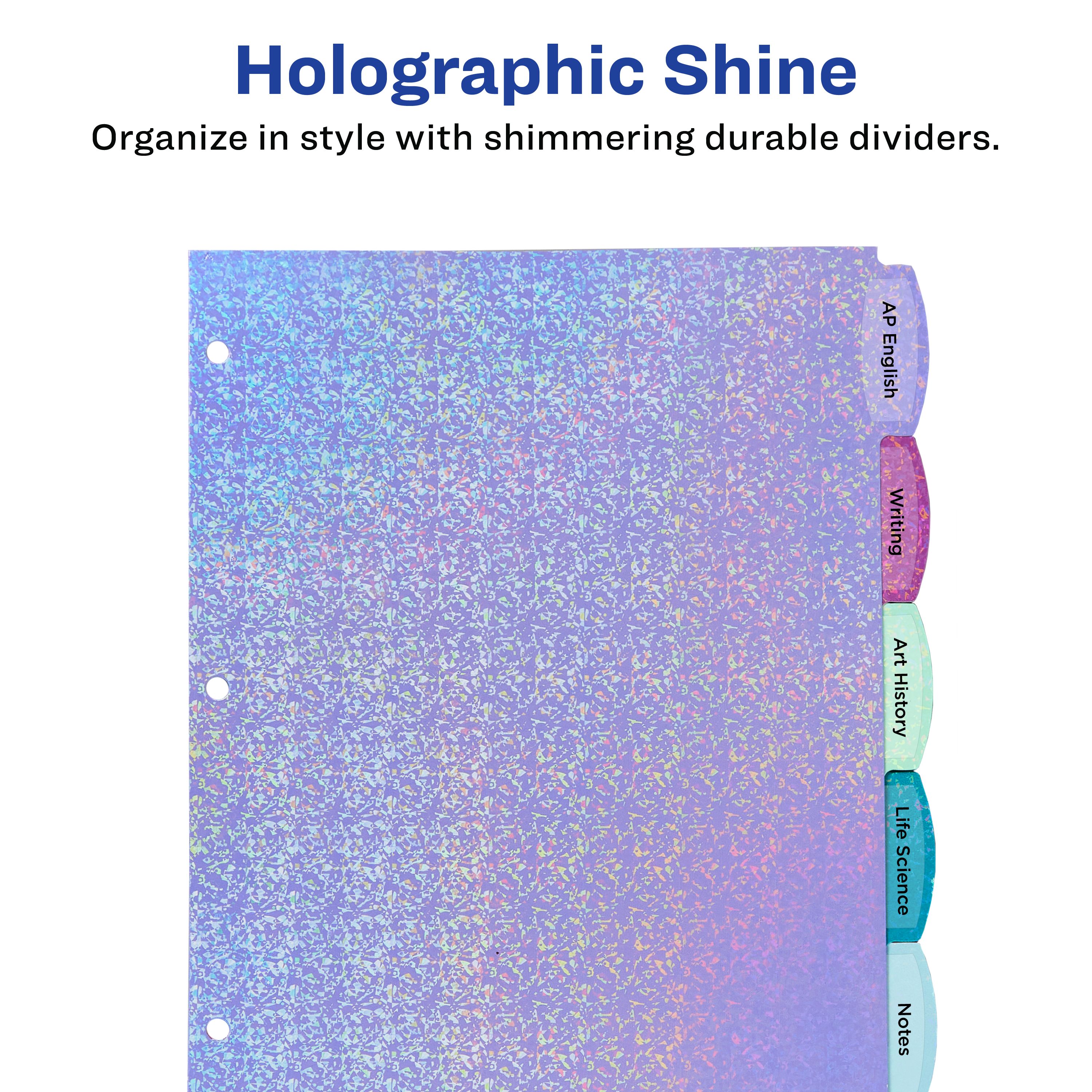 Avery® Holographic Big Tab Fashion Dividers for 3 Ring